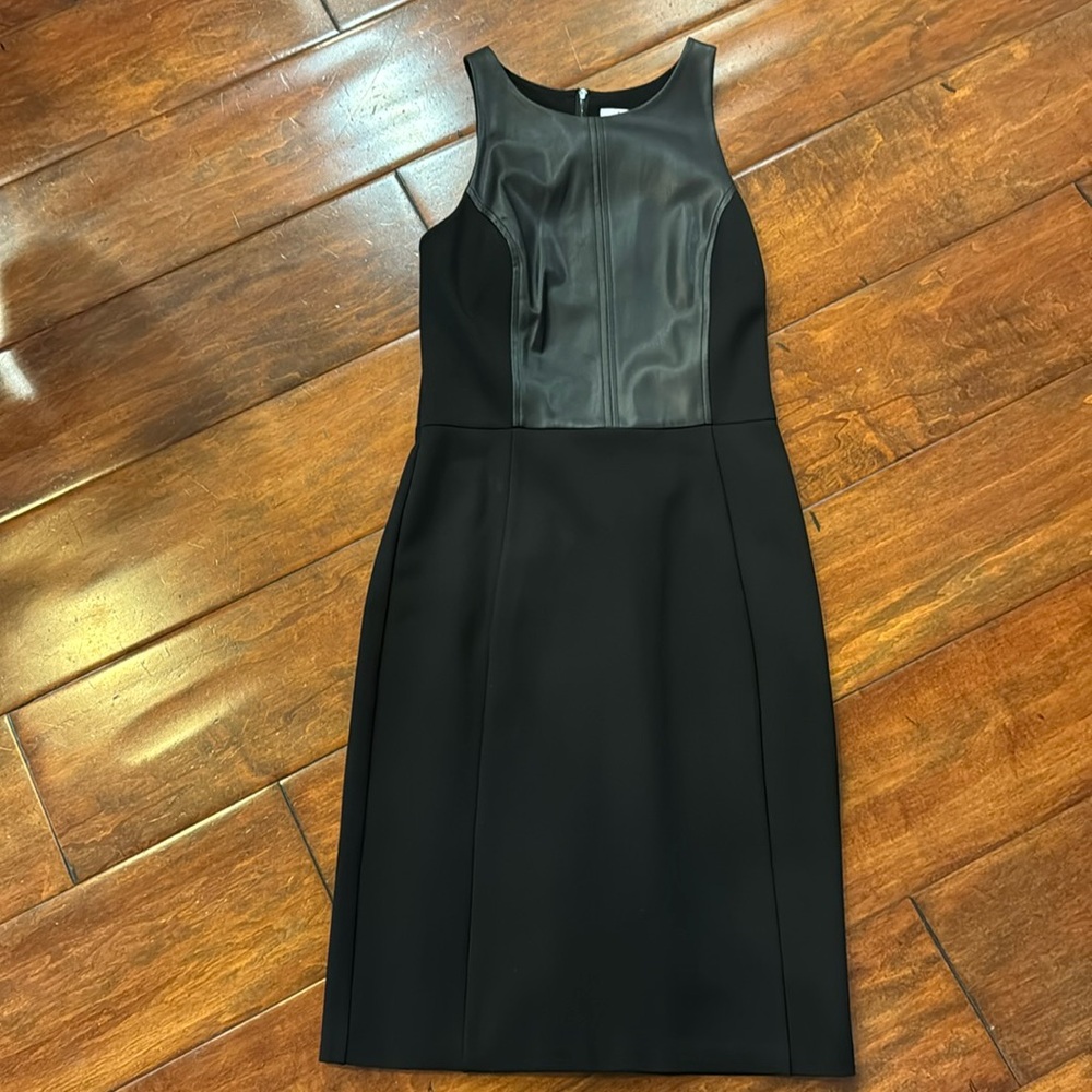 Bar III black dress with face leather top. Women’s S.
